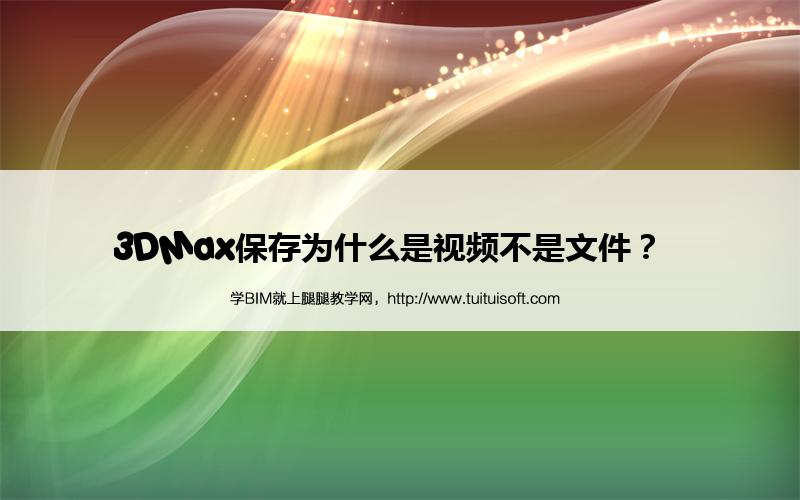 3DMax保存为什么是视频不是文件? 腿腿教学网-3DMax保存为什么是视频不是文件?