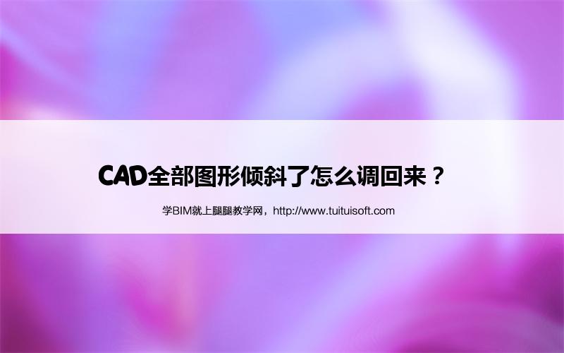 CAD全部图形倾斜了怎么调回来? 腿腿教学网-CAD全部图形倾斜了怎么调回来?